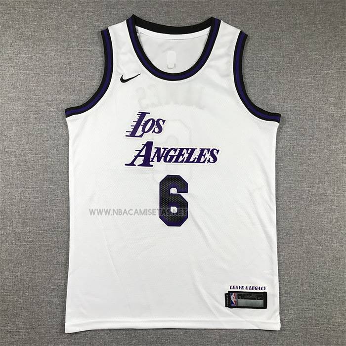 Camiseta Nino Los Angeles Lakers LeBron James NO 6 Ciudad 2022-23 Blanco
